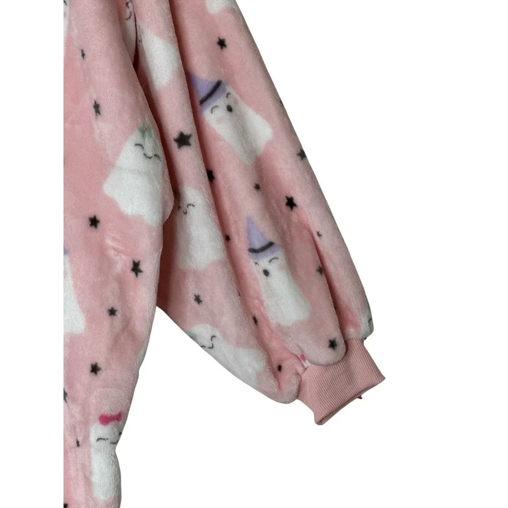 New THROWZY Poncho One Size Oversized Hooded PINK Ghost Long Sleeves Halloween‎